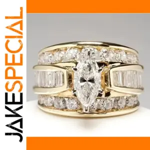 Three-Row Zircon Engagement Ring in Gold or Silver
