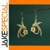 Stainless Steel Hummingbird & Flower Earrings
