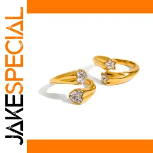 Unisex Stainless Steel Zircon Ring in Gold