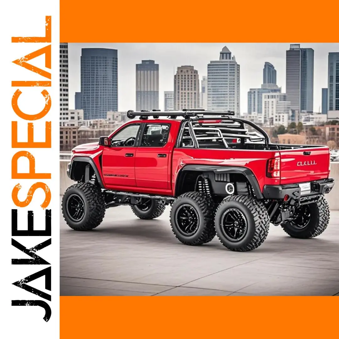 Red Dodge RAM 1500 TRX 6x6 Diecast Model 1 Red Dodge RAM 1500 TRX 6x6 Diecast Model