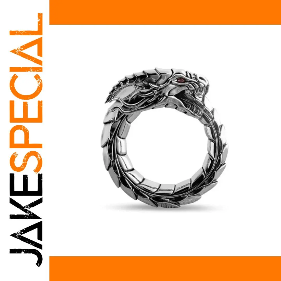 Mythic Dragon Silver Ring with Red Gemstone 1 Mythic Dragon Silver Ring with Red Gemstone