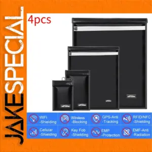 Set of Four Leather Faraday Signal Bags