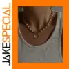 Women's Stainless Steel Gold Necklace with Beads