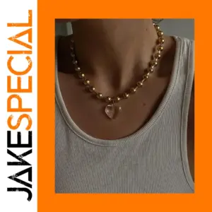 Women's Stainless Steel Gold Necklace with Beads