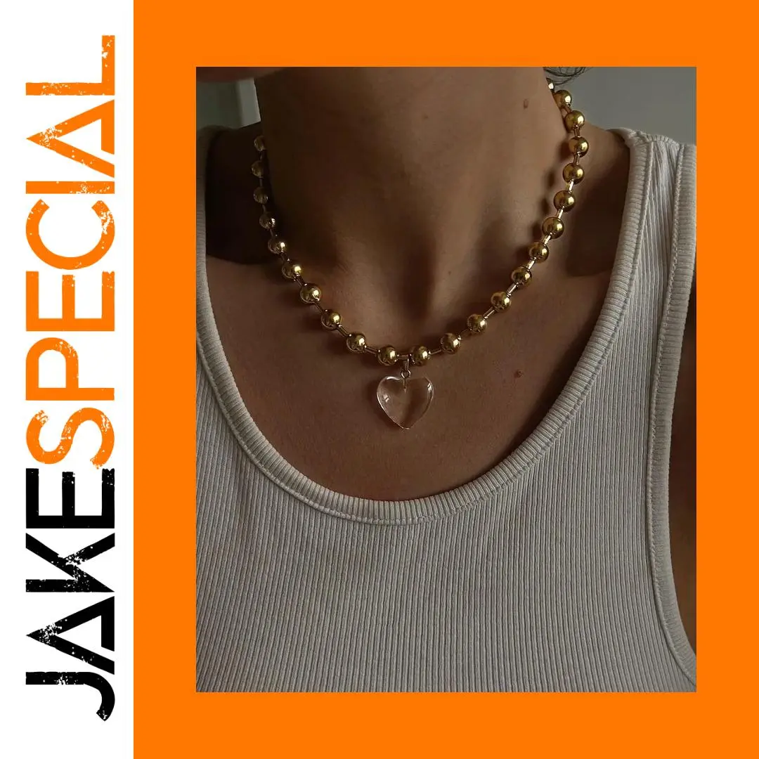 Women's Stainless Steel Gold Necklace with Beads 1 Women's Stainless Steel Gold Necklace with Beads