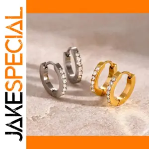 Stainless Steel CZ Hoop Earrings 19.5mm