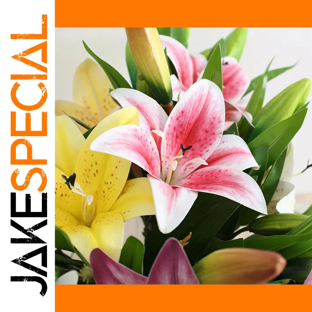 Artificial Lily Branch Decor with 15cm Open Flower 1 Artificial Lily Branch Decor with 15cm Open Flower