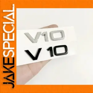 V10 Car Emblem in Chrome Silver or Black
