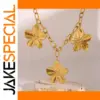 Gold-Tone Stainless Steel Floral Necklace for Women