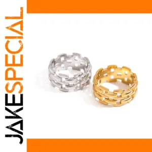 Stainless Steel Geometric Ring Duo Set