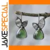 Vintage Leaf Earrings with Green Stones