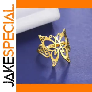 Elegant Butterfly Pentacle Silver Ring for Women