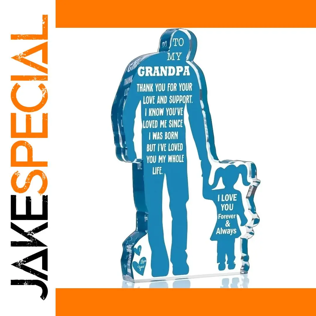 Acrylic Grandfather and Granddaughter Figurine 1 Acrylic Grandfather and Granddaughter Figurine