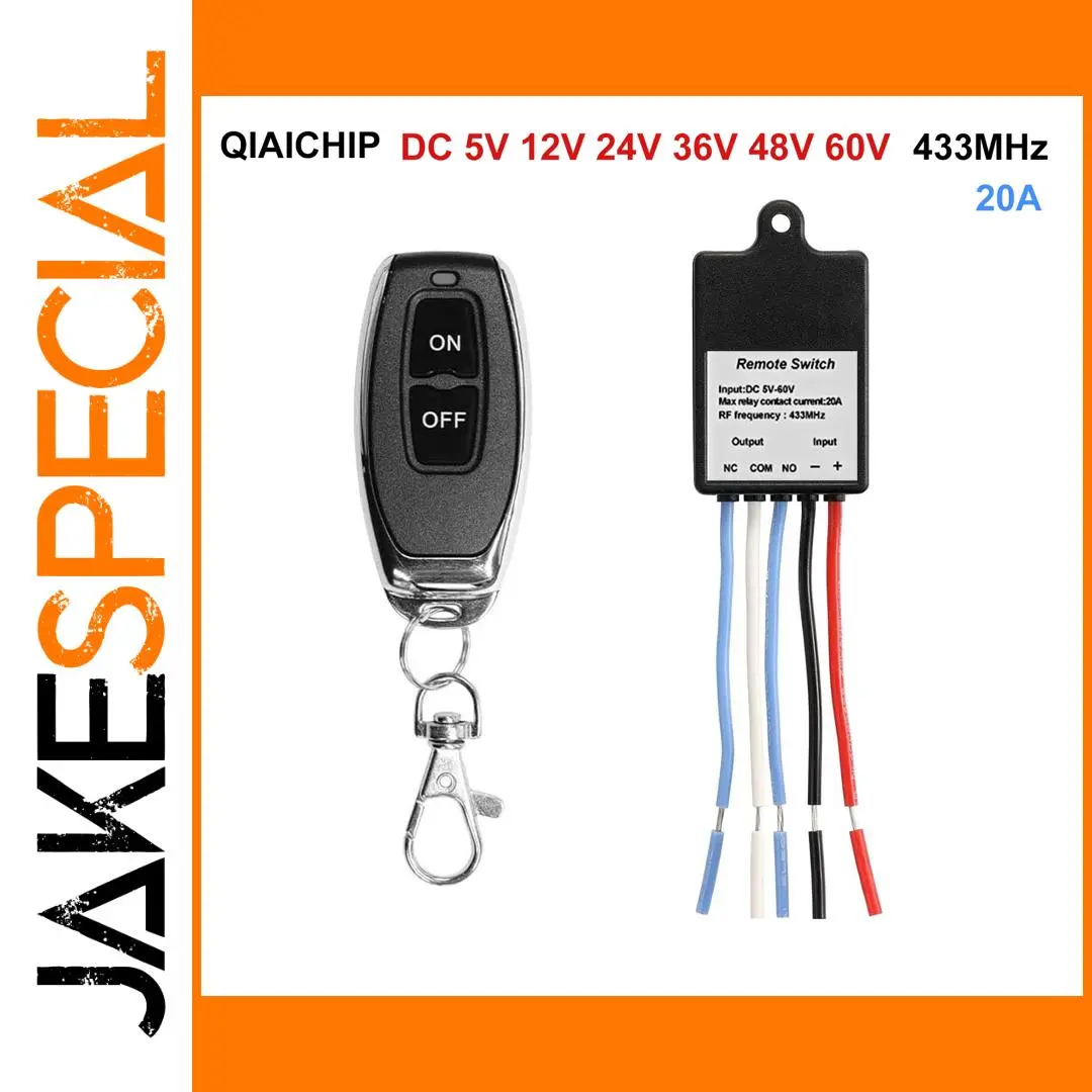 Wireless Remote Control Switch Relay 5-60V 20A 433MHz 1 Wireless Remote Control Switch Relay 5-60V 20A 433MHz