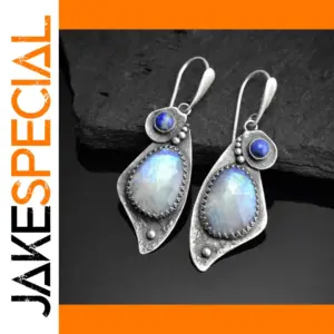 Vintage Silver Drop Earrings with Iridescent Stones