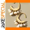 Elegant Crescent Moon Drop Earrings with Imitation Pearls
