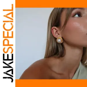 Vintage Stainless Steel Gold Pearl Earrings