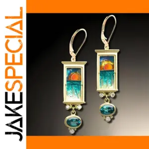 Gold Scenic Drop Earrings with Gemstone Accents