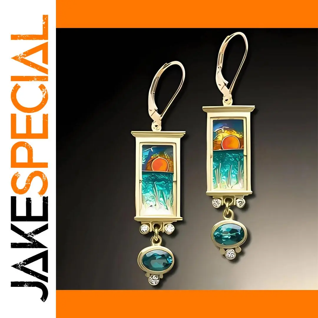 Gold Scenic Drop Earrings with Gemstone Accents 1 Gold Scenic Drop Earrings with Gemstone Accents