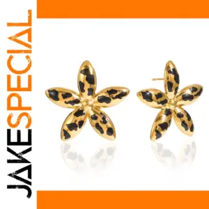 Leopard Print Flower Stainless Steel Earrings