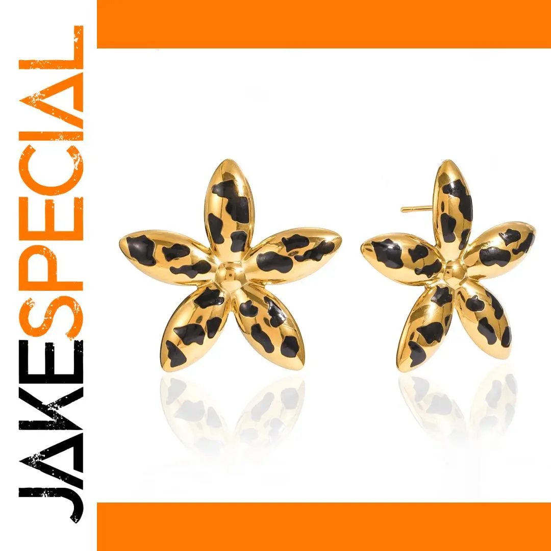 Leopard Print Flower Stainless Steel Earrings 1 Leopard Print Flower Stainless Steel Earrings