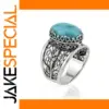 Vintage Silver & Gold Turquoise Ring for Women