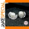 White Pearl Silver Stud Earrings