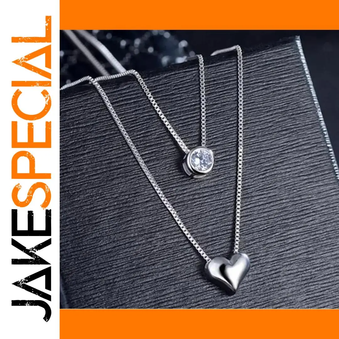 Double-Layer Silver Heart Necklace for Women 1 Double-Layer Silver Heart Necklace for Women