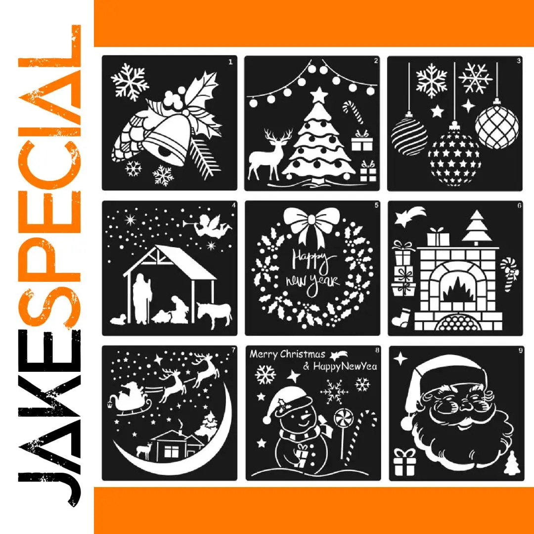 Christmas Holiday Scene Stencil Set 12 pcs 1 Christmas Holiday Scene Stencil Set 12 pcs