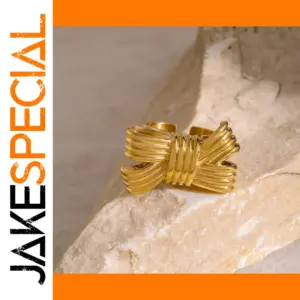 Stainless Steel Gold Bow-Knot Ring for Women