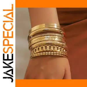 Elegant Ten-Piece Women's Bracelet Set in Silver & Gold