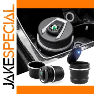 Black Portable Car Ashtray with LED Light