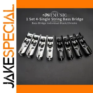 Four-String Electric Bass Bridge Set in Black/Chrome