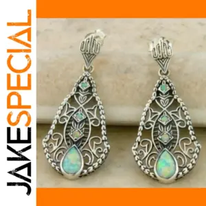 Vintage Water Droplet Earrings with Opalescent Stone