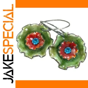 Vintage Green Flower Dangle Earrings