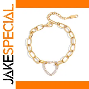 Stainless Steel Gold-Tone Heart Bracelet