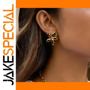 Vintage Stainless Steel Leopard Flower Earrings