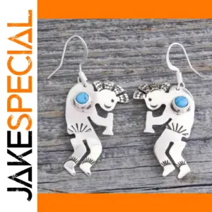 Vintage Zebra Earrings with Imitation Turquoise