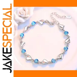 Silver Love Heart Charm Bracelet for Women