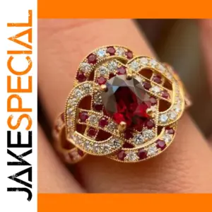 Gold Oval Zircon Cocktail Ring for Women