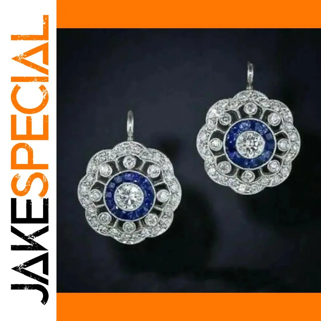 Silver Drop Earrings with Deep Blue Gemstones 1 Silver Drop Earrings with Deep Blue Gemstones