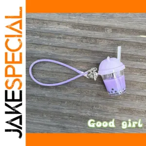 Miniature Pearl Milk Tea Keychain in Purple