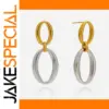 Two-Tone Stainless Steel Geometric Earrings for Women