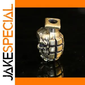 Dual Color Skull Grenade Brass Bead