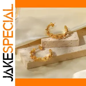 Stainless Steel Floral Hoop Earrings