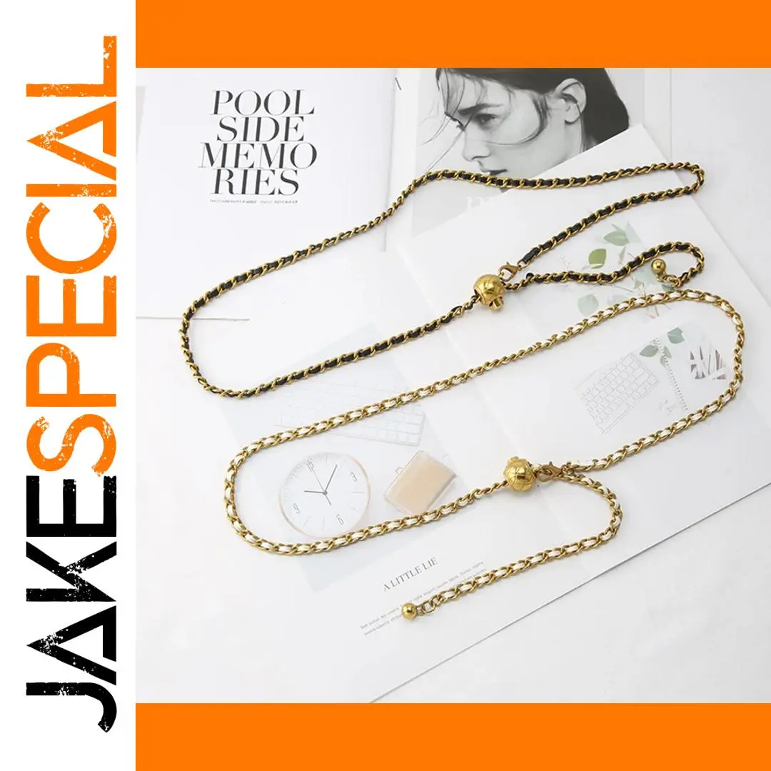 Elegant 110cm Metal Waist Chain in Black & White 1 Elegant 110cm Metal Waist Chain in Black & White