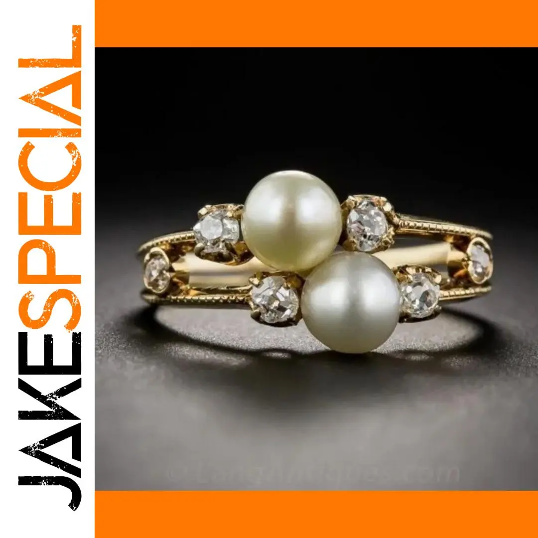 Gold and Pearl Geometric Cocktail Ring 1 Gold and Pearl Geometric Cocktail Ring
