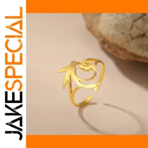 Gold-Plated Hummingbird Flower Adjustable Ring