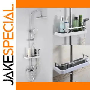 Modern Bathroom Pole Shelf with Adjustable Tray
