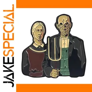 American Gothic Artistic Enamel Pin - 30mm Copper